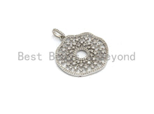 Load image into Gallery viewer, CZ Micro Pave Filigree Hollow out Flower Pendant, Cubic Zirconia Rose Gold/Silver/Black Focal Pendant, 33x35mm,sku#F637