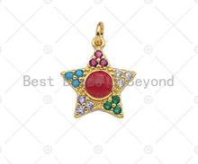 Load image into Gallery viewer, Gold Filled CZ Micro Pave Colorful Enamel Five Star Shape Pendant, 18K Gold Filled Charm, Necklace Bracelet Charm Pendant,15x17mm,Sku#B133