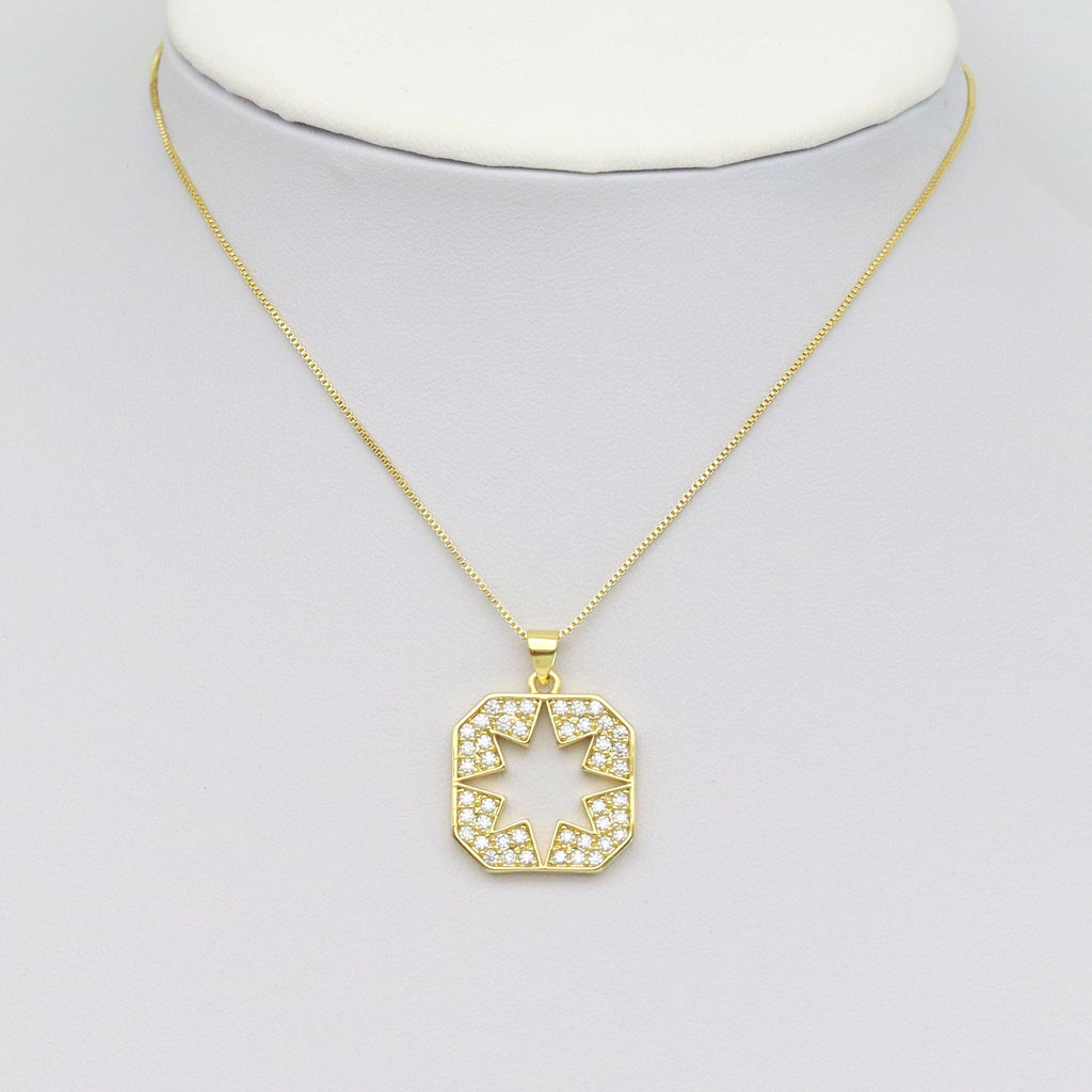 CZ Hollow Out Star On Square tag Charm, Sku#LK928