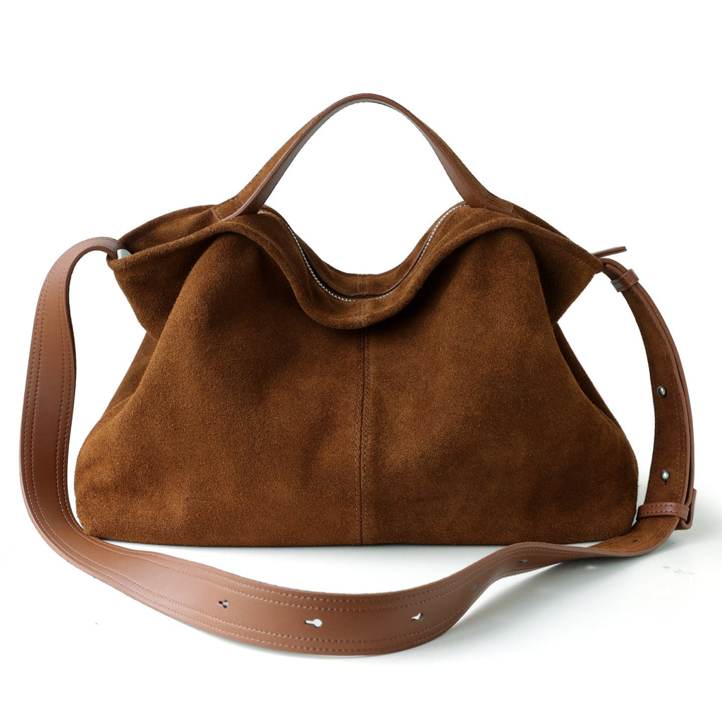 Women's Genuine Leather Matte Commuter Tote Crossbody Bag – Minimalist Square Shoulder Bag