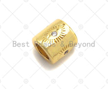 Load image into Gallery viewer, CZ Micro Pave Evil Eye On Large Hole Tube spacer Beads,Sku#C121