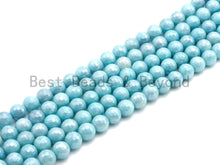 Load image into Gallery viewer, Mystic Plated Ice Blue Jade Round Faceted Beads, SKU#U435