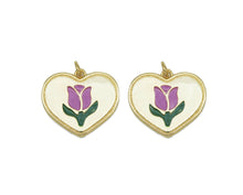 Load image into Gallery viewer, Enamel Tulip Flower On Heart Shape Pendant, Sku#L649