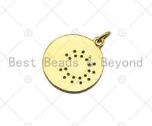 Load image into Gallery viewer, Gold Filled CZ Micro Pave Daisy Flower On Coin Shape Pendant,18K Gold Filled Lover Word Charm, Necklace Bracelet Charm,18x20mm,Sku#LK339