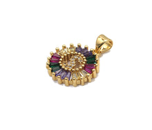 Load image into Gallery viewer, Colorful Baguette CZ initial Letters Round Charm, Sku#JL174