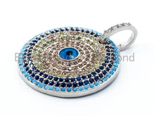 Load image into Gallery viewer, CZ Turquoise Cobalt Micro Pave Round Pendant, sku#L50