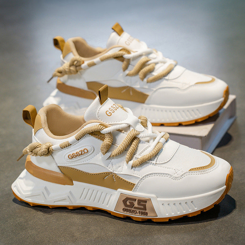 Men's Chunky Sole Dad Sneakers - Breathable Casual Shoes with Thick Sole
