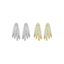 Load image into Gallery viewer, Clear CZ Four Lines Claw Stud Earrings, Sku#A413