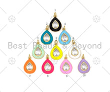 Load image into Gallery viewer, Colorful Enamel Teardrop Shape Pendant, 18K Gold Filled CZ Micro Pave Charm,Necklace Bracelet Charm Pendant,14x19mm,Sku#F1434