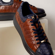 Load image into Gallery viewer, The Adler Pyht  Snk Skin Tan &amp; Navy Men Sneaker