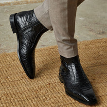 Load image into Gallery viewer, The Boss Black Pythn Snk Zip-Up Leather Men Boot Limited Edition