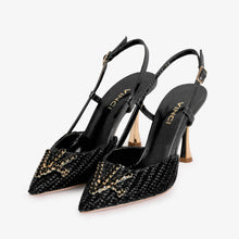 Load image into Gallery viewer, The Luna Black Leather Slingback Women Sandal