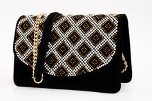 Load image into Gallery viewer, The Nampula Black Glitter Suede Leather Handbag