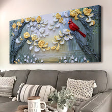 Load image into Gallery viewer, Golden Petals and Scarlet Wings Wall Art