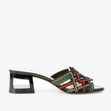 Load image into Gallery viewer, The Palma Black Glitter Leather Block Heel Women Sandal