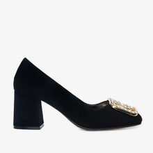 Load image into Gallery viewer, The California Black Suede Leather Block Heel Pump Women Shoe