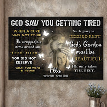 Load image into Gallery viewer, Personalized God Saw You Getting Tired Memorial Sign IV