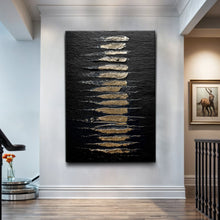 Load image into Gallery viewer, Black And Gold Abstract Minimalist Wall Art