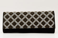 Load image into Gallery viewer, The Nampula Black Glitter Suede Leather Clutch
