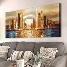 Load image into Gallery viewer, Golden Metropolis Abstract Impasto Wall Art