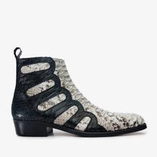 Load image into Gallery viewer, Boss Pythn Snk Black &amp; Natural Zip-Up Leather Men Boot Limited Edition
