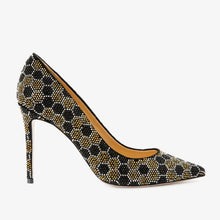 Load image into Gallery viewer, The Bolu Black &amp; Gold Glitter Leather Pump Women Shoe