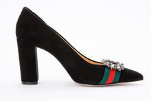 Load image into Gallery viewer, The Afega Black Suede Leather Block Heel Pump Women Shoe