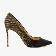 Load image into Gallery viewer, The Bago Black &amp; Gold Glitter Leather Pump Women Shoe