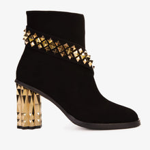Load image into Gallery viewer, The Metal Black Suede Leather Block Heel Women Boot