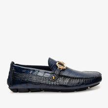 Load image into Gallery viewer, The Pisa Navy Blue Leather Bit Drive Loafer Men Shoe