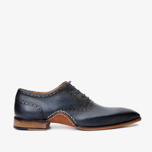 Load image into Gallery viewer, The Draco Handmade Navy Blue Semi Brogue Oxford Men Shoe