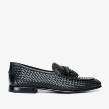 Load image into Gallery viewer, The Mclean Shoe Black Leather Woven Tassel Loafer Men  Shoe