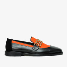 Load image into Gallery viewer, The Gemena Black &amp; Orange Leather Bit Dress Loafer Men Shoe  Final Sale!