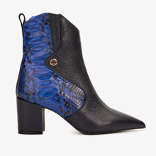 Load image into Gallery viewer, The Saturn Sax Blue Pythn Leather Block Heel  Women Boot