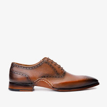 Load image into Gallery viewer, The Draco Handmade Tan Semi Brogue Oxford Men Shoe