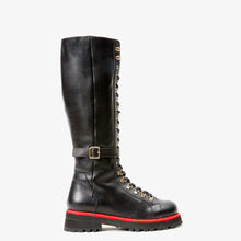 Load image into Gallery viewer, The Istinye Black Leather Knee High Lace-Up Women Boot Limited Edition