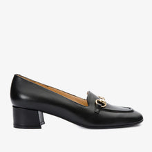 Load image into Gallery viewer, The Delhi Black Leather Block Heel Pump Women Shoe