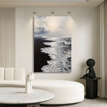 Load image into Gallery viewer, Black &amp; White Waves Abstract  Wall Art