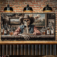Load image into Gallery viewer, Skeleton Cowboy Barman At Western Saloon Wall Art
