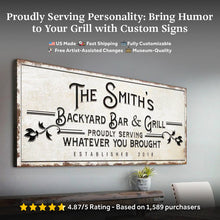 Load image into Gallery viewer, Backyard Bar &amp; Grill Sign