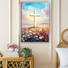 Load image into Gallery viewer, Cross Floral Field Faith Wall Art