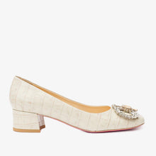 Load image into Gallery viewer, The Foggia Cream Leather Block Heel Pump Women Shoe