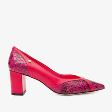 Load image into Gallery viewer, The Toskana Fuchsia Pythn Leather Block Heel Pump Women Shoe