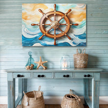 Load image into Gallery viewer, Sailboat Ship Wheel Coastal Wall Art II
