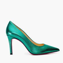 Load image into Gallery viewer, The Maple Green Leather Pump Fuchsia Sole Women Shoe
