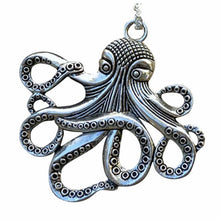 Load image into Gallery viewer, Octopus Necklace Steampunk Nautical Gothic Tentacle Pendant Silver or Bronze
