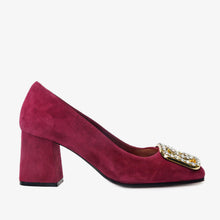 Load image into Gallery viewer, The California Burgundy Suede Leather Block Heel Pump Women Shoe