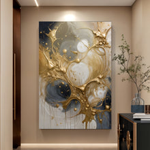 Load image into Gallery viewer, Black and Gold Splash Wall Art