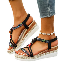 Load image into Gallery viewer, Women's Peep-Toe Platform Sandals | Elastic Band Bohemian Heels