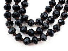 Load image into Gallery viewer, 60 Long Hand Knotted Black Color Crystal Necklace, Sku#D17